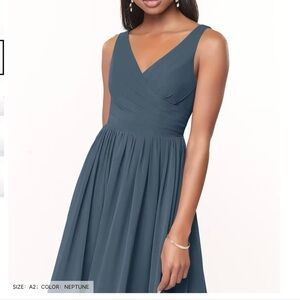 Azazie Keyla A-Line V-Neck Pleated Chiffon Dress